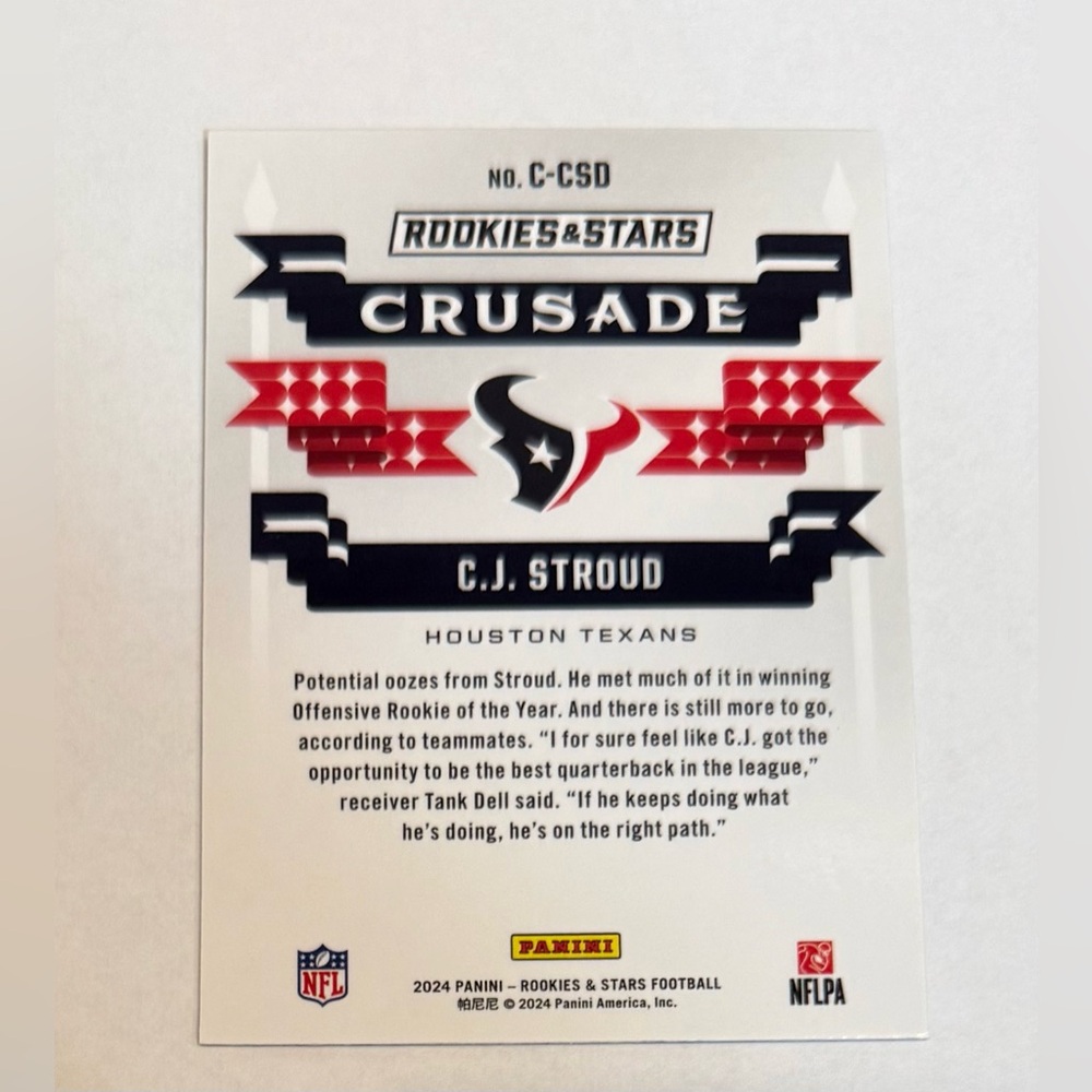 2024 Panini Rookies & Stars Crusade Card - Red and Silver CJ. Stroud # C-CSD - Picture 6 of 8